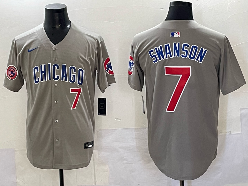 Men Chicago Cubs #7 Swanson grey Nike MLB 2025 jersey 0012